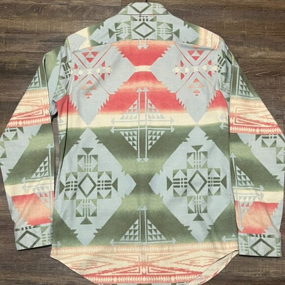 Vintage Ralph Lauren Polo Western Aztec Print Shirt - Rare Blue Tag Size Small - Picture 10 of 11